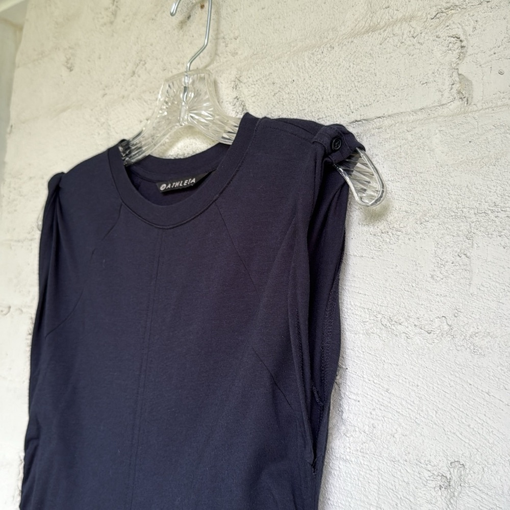 Athleta Apres Navy Side Ruched Dress Size Small - Picture 5 of 14